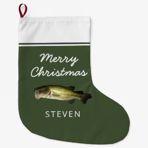 Largemouth Bass Fish God jul Personlig Stor Julstrumpa