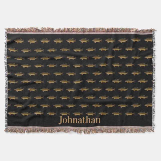 Largemouth Bass Fish Pattern Black Filt (Framsidan)