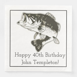 Largemouth Bass Fishing Birthday Napkins Pappersservett