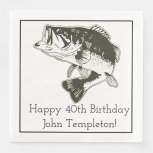 Largemouth Bass Fishing Birthday Napkins Pappersservett