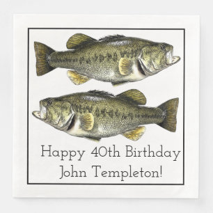 Largemouth Bass Fishing Födelsedagsfest Napkins Pappersservett