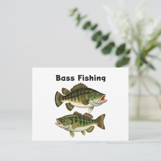 Largemouth Bass Fishing Logotyp Vykort (Stående Fram)