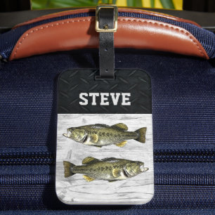Largemouth Bass Fishing Resa Coola Namn Angler Bagagebricka