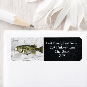 Largemouth Bass Fishing Returetiketters Returadress Etikett