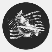 Largemouth Bass Fishing US Flagga Vintage Flagga