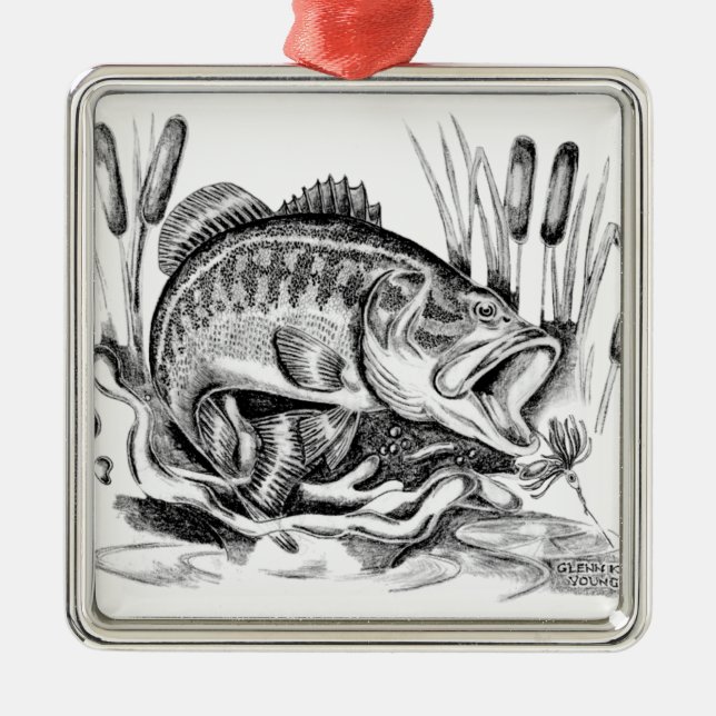 Largemouth bass julgransprydnad metall (Framsidan)