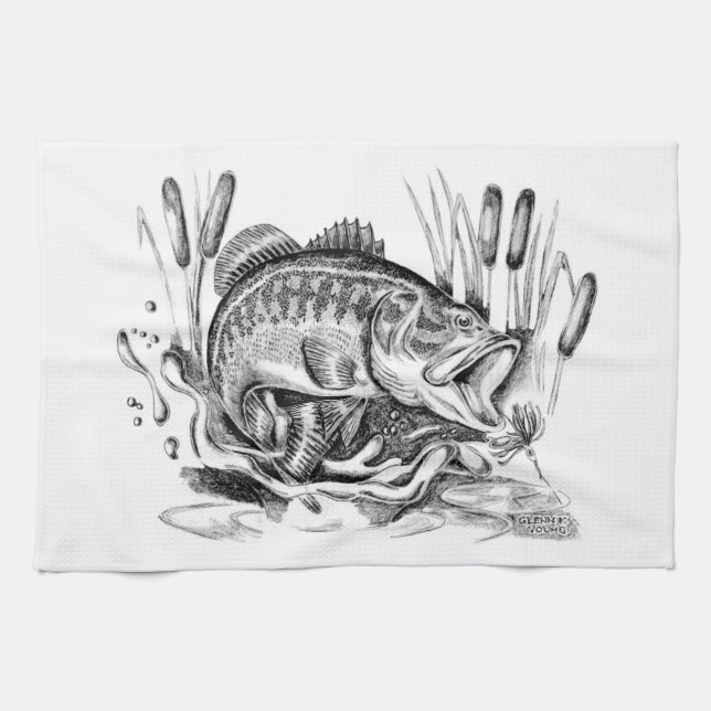 Largemouth Bass Kökshandduk (Horisontell)