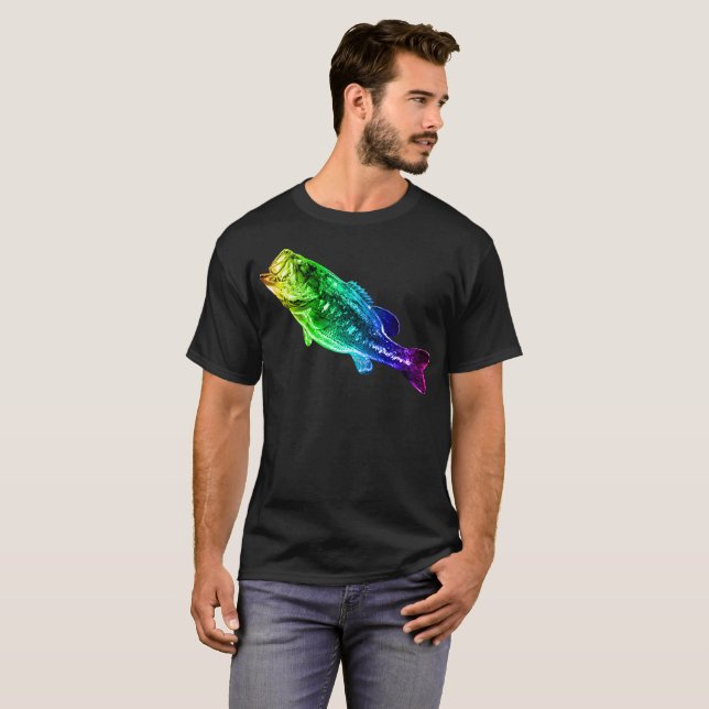 LARGEMOUTH BASS Rainbow T Shirt (Hel framsida)