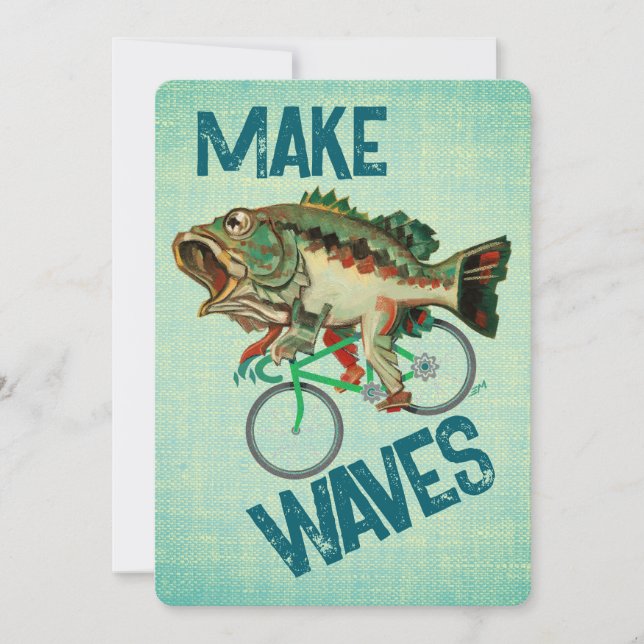 Largemouth Bass Riding A Bicycle MotivCard Julkort (Framsida)