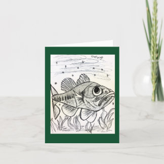 Largemouth Bass Swimming Note Card Tack Kort