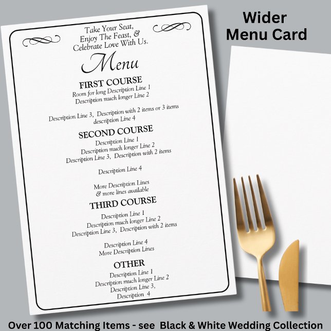 Larger Menu Card - Black White Infinity Scroll, Meny (Skapare uppladdad)