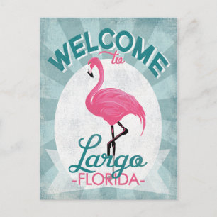 Largo Florida Rosa Flamingo Retro Vykort