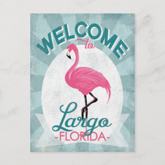 Largo Florida Rosa Flamingo Retro Vykort