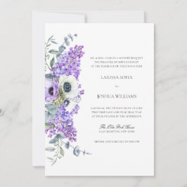Larissa Elegant Lila Blommigt All-in-One Bröllop Inbjudningar