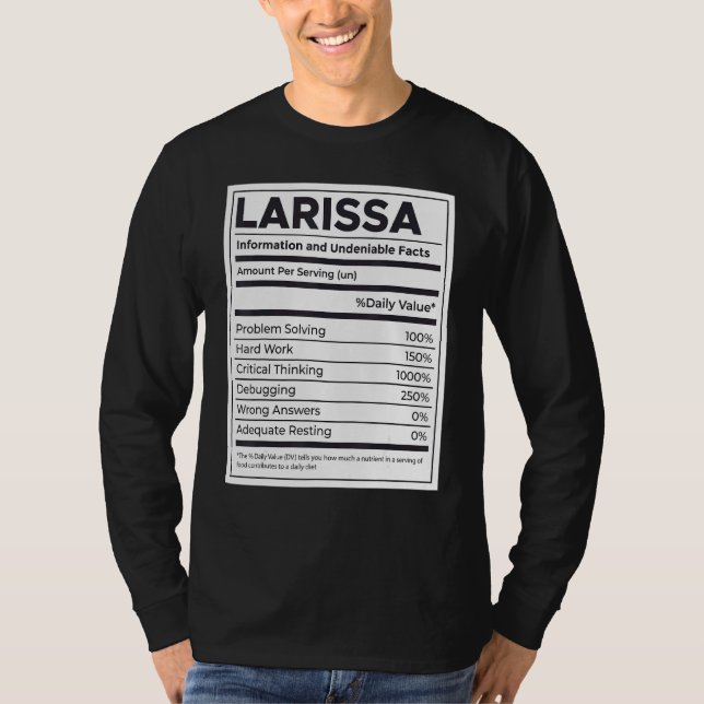 Larissa Nutrition Information Problem med att lösa T Shirt (Framsida)