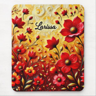 LARISSA ~ RED FLOWERS ~ Mousepad Musmatta