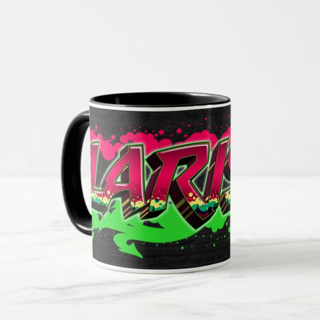 Larissa Vorname Name Graffiti red green Tasse Mugg (Framsida vänster)