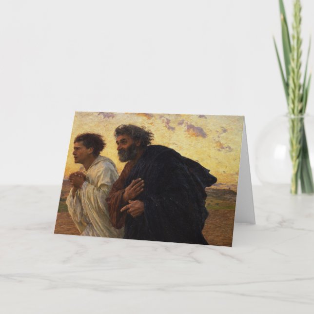 Lärjungarna Peter och John spring Kort (Framsida)