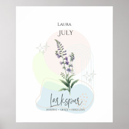 Larkspur Birth Flower i juli Poster