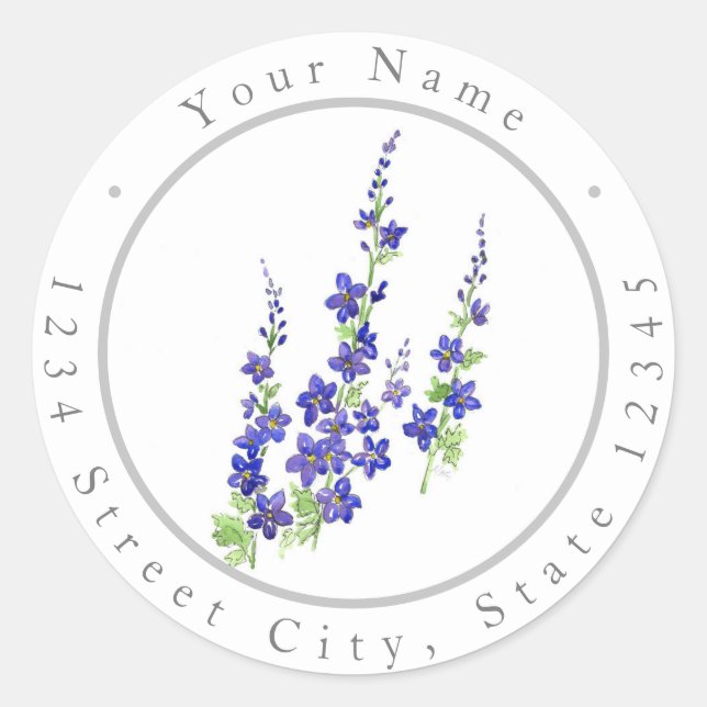 Larkspur-etiketter Runt Klistermärke (Framsida)