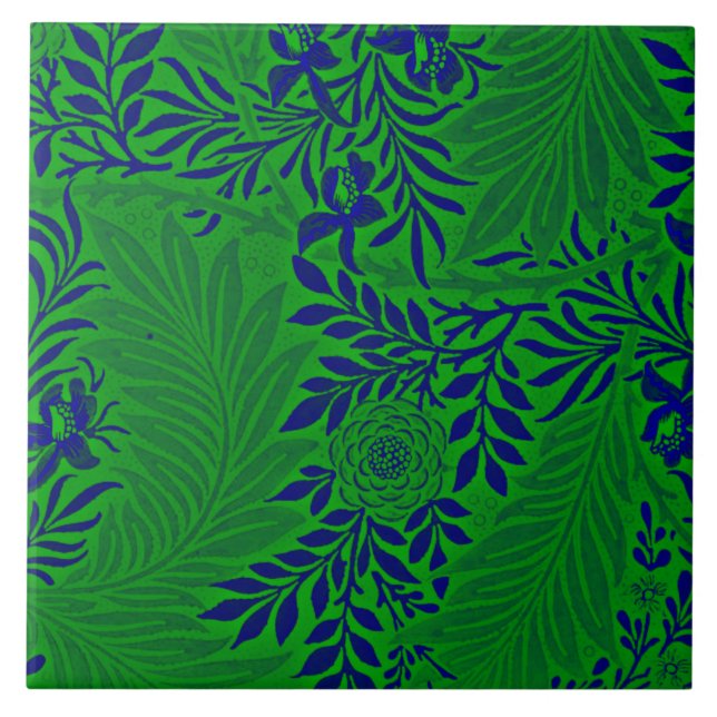 Larkspur i Vibrant Grönt och Blue   Kakelplatta (Framsidan)