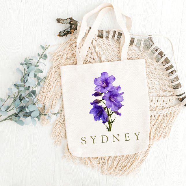 Larkspur Julens Anpassningsbar Birth Flower Gift Tygkasse (Skapare uppladdad)