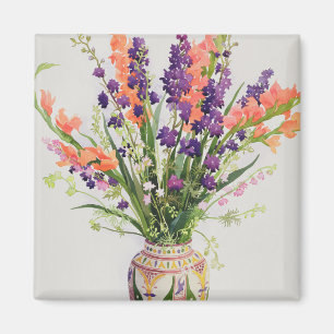 Larkspur och Gladioli i en marockansk vas Magnet