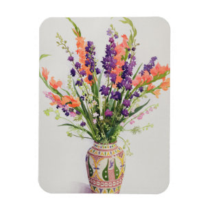 Larkspur och Gladioli i en marockansk vas Magnet