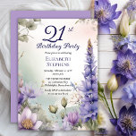 Larkspur | Water Lily Floral 21st Birthday Party Inbjudningar<br><div class="desc">Elegant larkspur and water lilies floral design "21st Birthday Party" design featuring a floral frame of purple larkspur and water lilies on a pastel-toned watercolor background.</div>