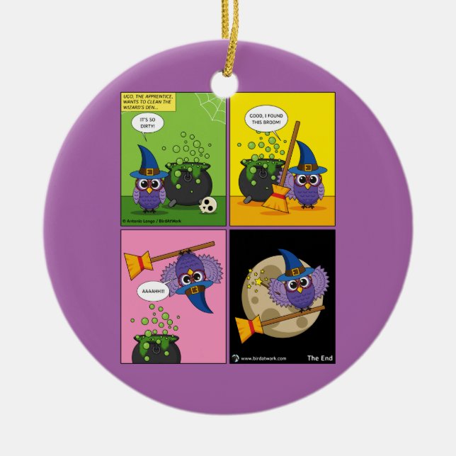 Lärlingsguiden - Städning Tecknad Julgransprydnad Keramik (Framsidan)