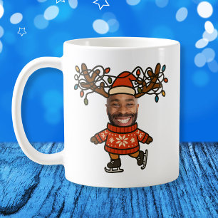 Lårlös Reindeer Anpassningsbar Ansikte Photo jul Kaffemugg