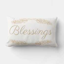 Larmhouse Wheat Stalk Laurels Blessings & Namn Lumbarkudde