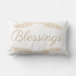 Larmhouse Wheat Stalk Laurels Blessings & Namn Lumbarkudde