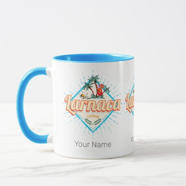 Larnaca Cyprus Retro Cocktail Vintage Sunset Mugg (Vänster)