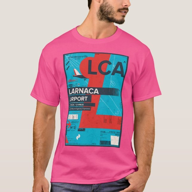 Larnacas flygplats Cypernresa med Frimärke T Shirt (Framsida)