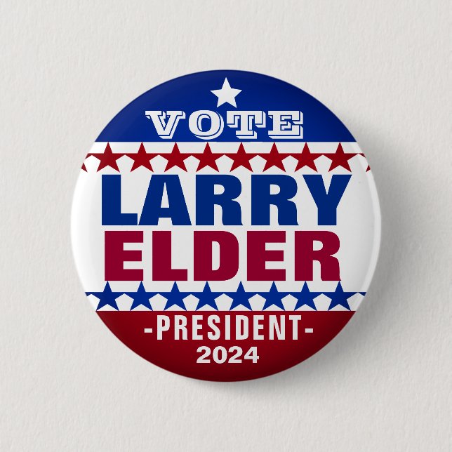Larry Elder för president 2024 Kampanj Button Knapp (Framsida)