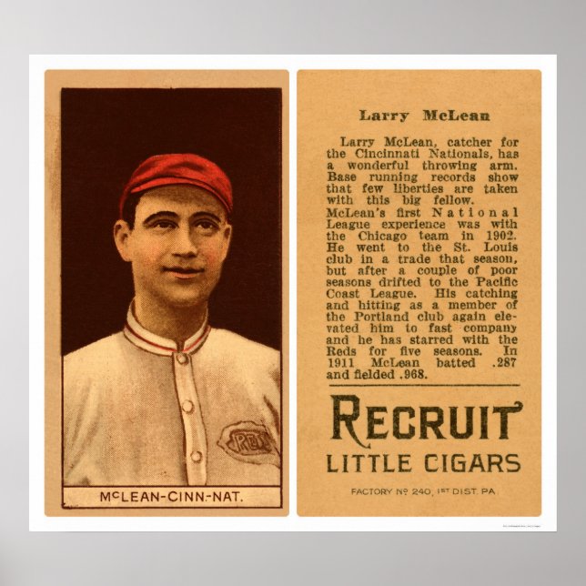 Larry McLean  Baseball 1912 Poster (Framsidan)