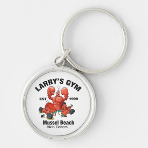 Larrys Gym på Mussel Beach Rund Silverfärgad Nyckelring