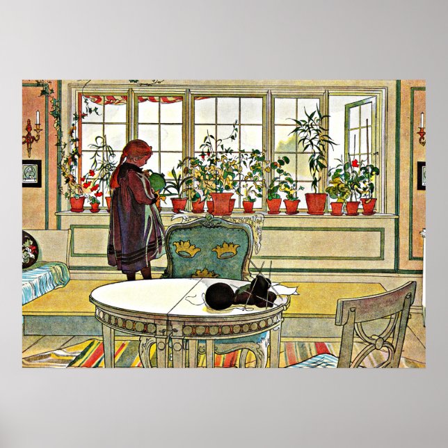 Larsson - Blommor på en fönsterruta Poster (Framsidan)