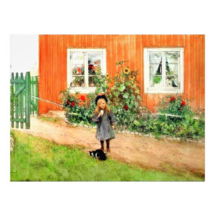 Larsson - Brita med katt och sandwich Fototryck