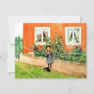 Larsson - Brita med katt och sandwich Kort