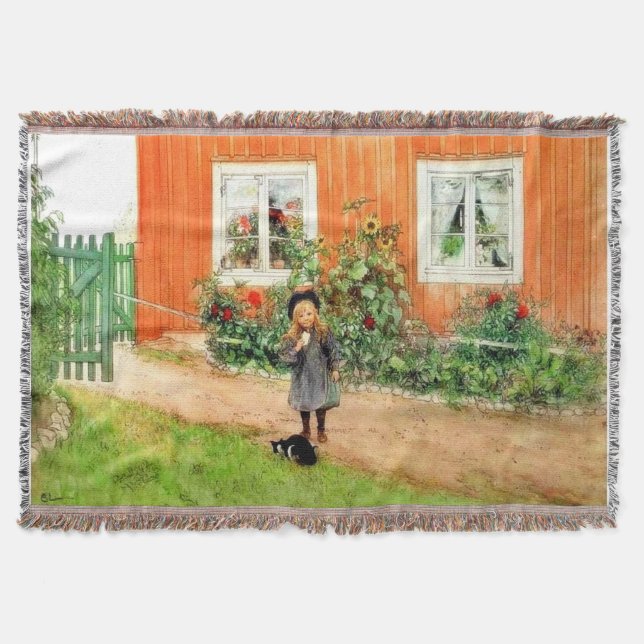 Larsson - Brita med katt och sandwich Mysfilt (Framsidan)