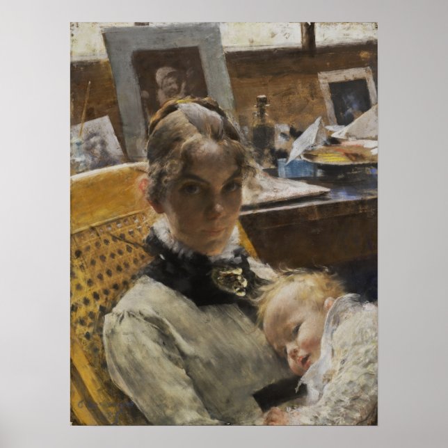 Larsson - konstnärens fru och deras dotter poster (Framsidan)
