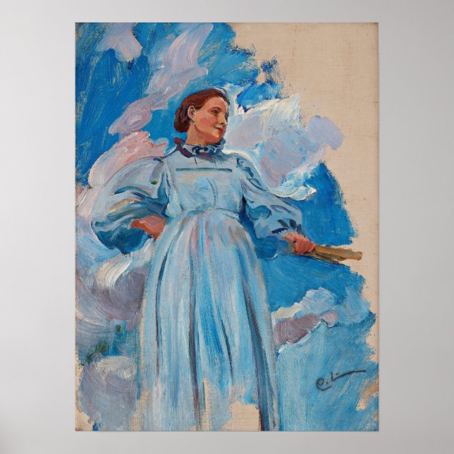 Larsson - Kvinnofigur och himmel Poster (Framsidan)