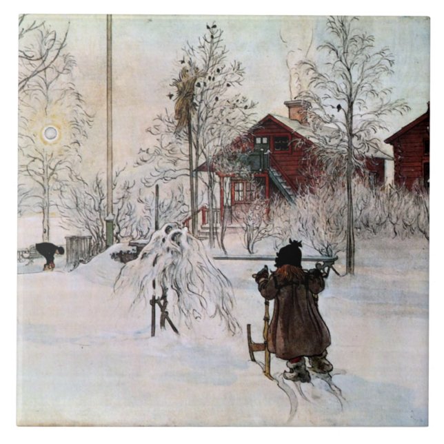 Larsson: Yard och Tvätta House-konst Kakelplatta (Framsidan)