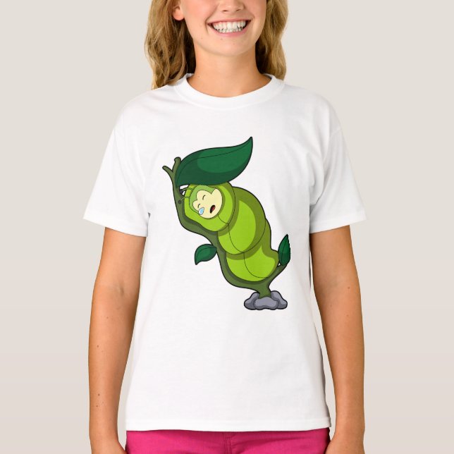 Larv på Sömn med blad T Shirt (Framsida)