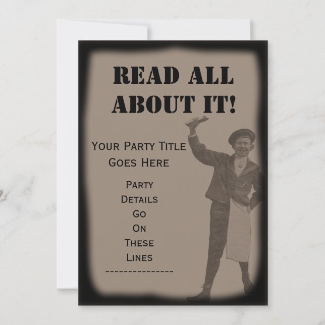 LÄS ALLT OM DET! Tidningsrubrik Party Inbjudan (Framsida)