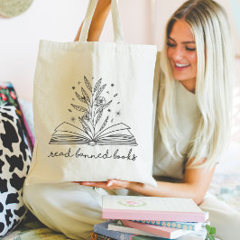 Läs Bannad Bokar blooming Blommigt Bok Tygkasse