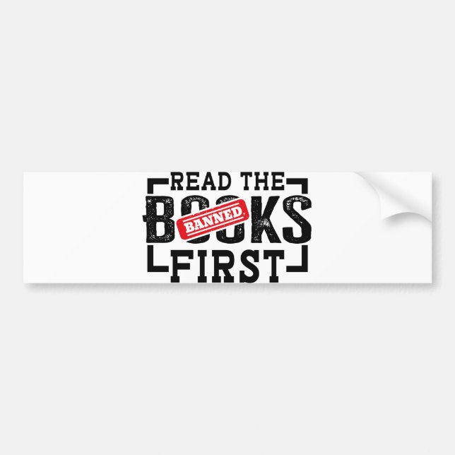 Läs bannad Bokar först noj Bok Älskare Bildekal (Framsidan)