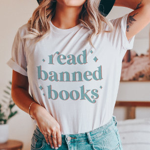 Läs Bannad Bokar Retro Lettering T Shirt